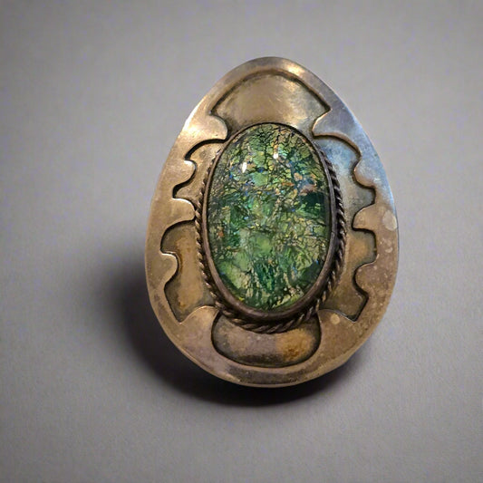 Vintage Sterling Dichroic Glass Brooch