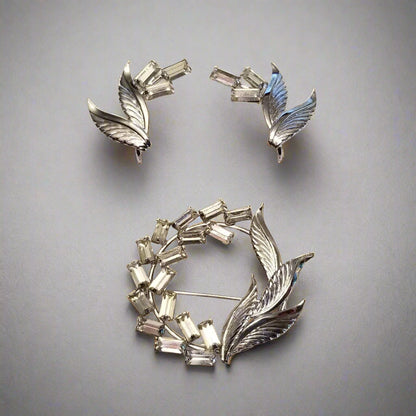 Vintage TK Tru-Kay Sterling Brooch And Earring Set