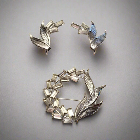 Vintage TK Tru-Kay Sterling Brooch And Earring Set