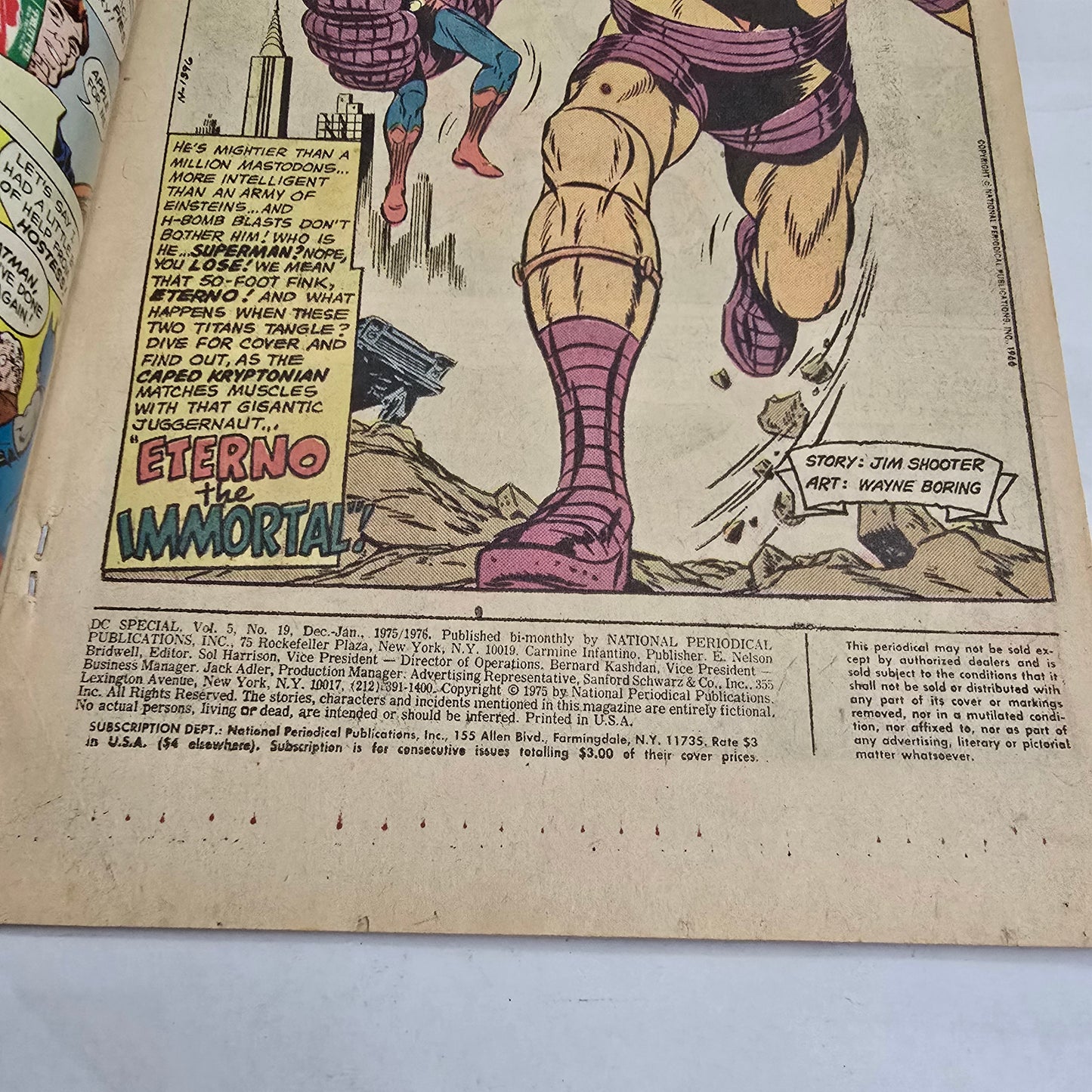 Vintage comic book page with superhero graphic and text