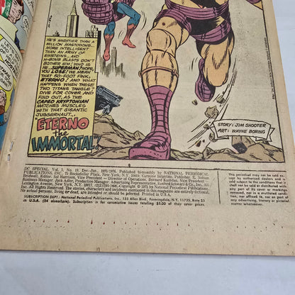 Vintage comic book page with superhero graphic and text