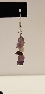 Handmade Purple Amethyst Chip Dangle Earrings