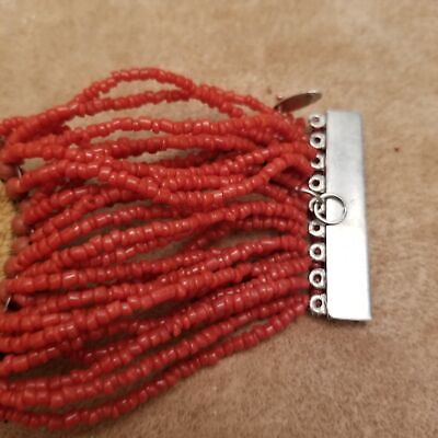 Vintage MaLee Coral Turquoise Beaded Bracelet