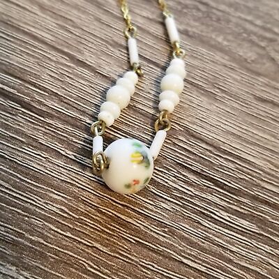 Vintage White Milk Glass Necklace
