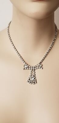 Vintage Silver Tone Rhinestone Prom/Formal Necklace