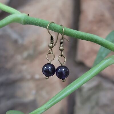 Handmade Minimalist Amethyst Dangle Earrings