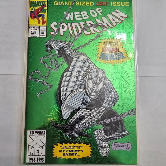 Web of Spider-Man #100 Giant Size Spider Armor Foil Cover Marvel 1993