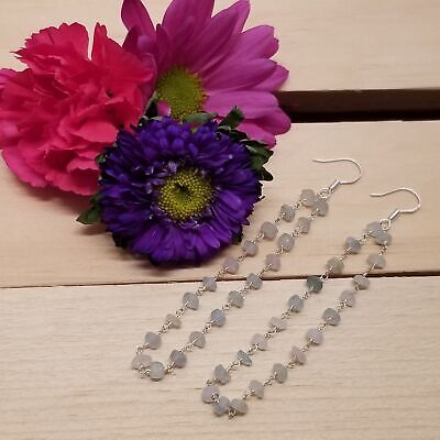 Handmade Aquamarine Chain Earrings