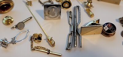Lot of 22 Un-Paired Cufflinks, Tie Clips, Tie Tac & Stick Pins