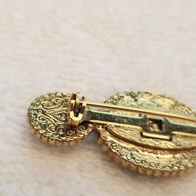 Black & White Gold Tone Brooch