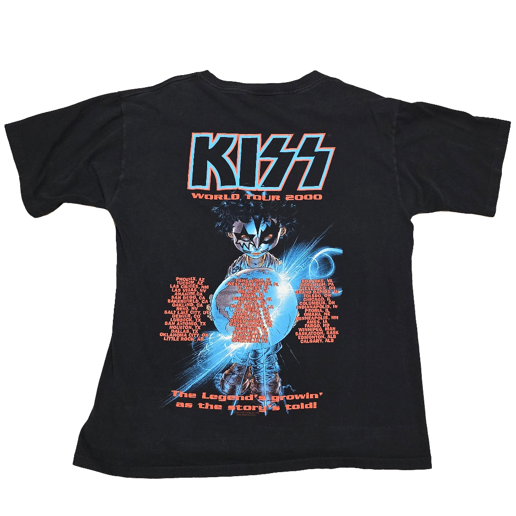Vintage 2000 KISS Farewell Tour T-Shirt World Tour 2000 All Sport L Band Tee