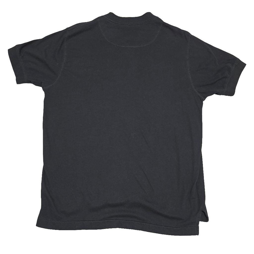 Point Zero Henley T-Shirt Skull Bird Graphic Black Vintage Wash Medium