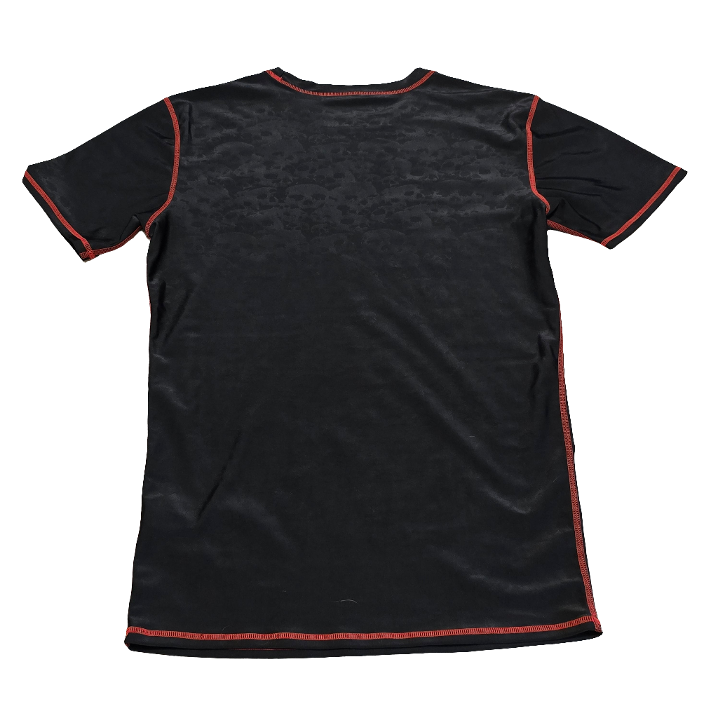 Vintage Affliction Black Red Trim Stretch Shirt Size Large Made in Taiwan