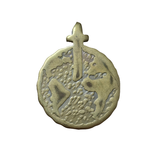 Vintage BADMAN Pendant – Brass Sword & Globe Design Medallion