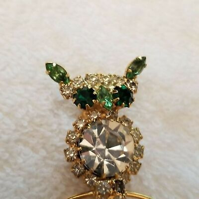 Rhinestone Owl Pin Brooch
