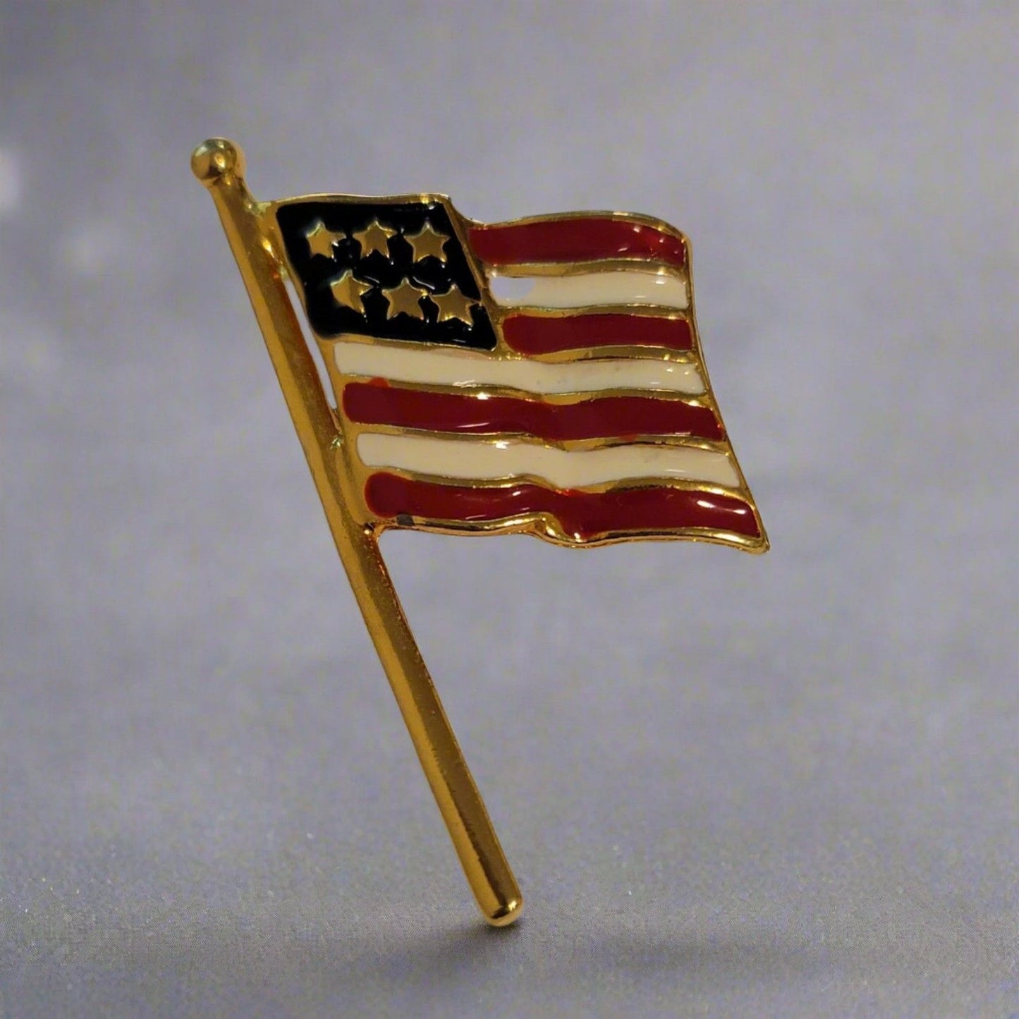 Gold Tone Flag Brooch