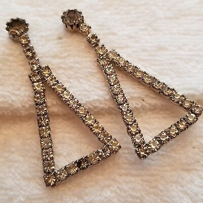 Silver Tone Rhinestone Earrings