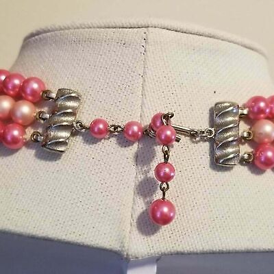 Vintage Pink 3 Strand Choker Necklace