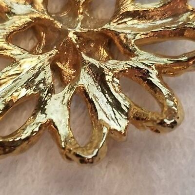 Gold Tone Rhinestone Flower Brooch