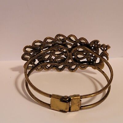 Rhinestone Peacock Clamper Bracelet