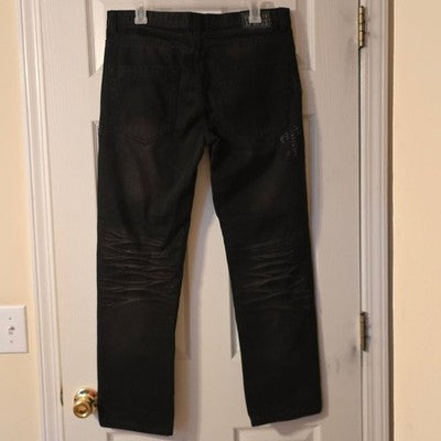 Men’s Black Distressed Jeans – Straight Leg Fit