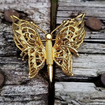 Vintage Monet Filigree Open Work Butterfly Brooch