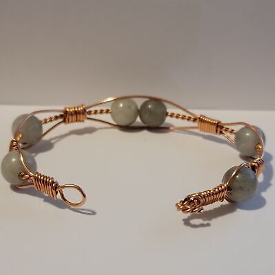 Handmade Wire Wrapped Copper Labradorite Cuff Bracelet