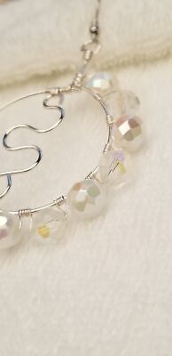 Handmade Silver Tone Bead Hoop Earrings