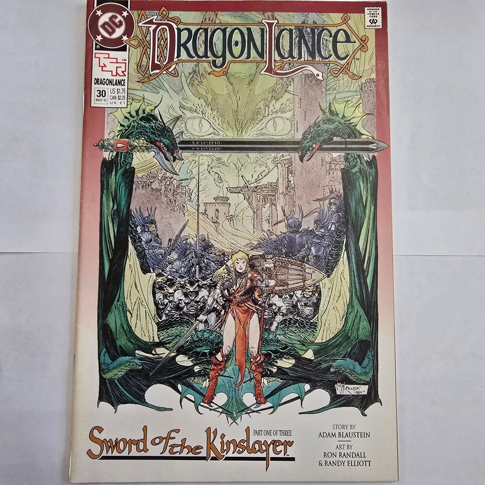 Cover of 'Dragonlance: Sword of the Kinslayer' with a fantasy scene and character illustration.