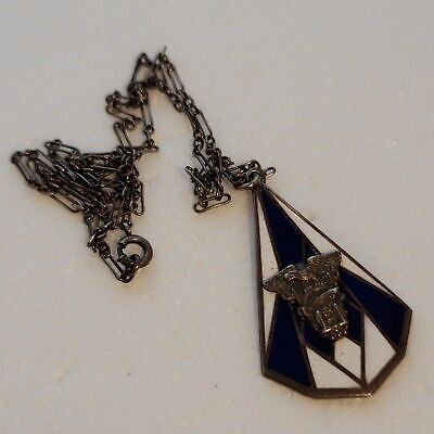 Vintage 1931 U.S. Naval Academy Sterling Pendant – Battleship Enamel Necklace