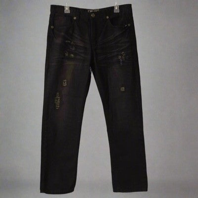 Men’s Black Distressed Jeans – Straight Leg Fit