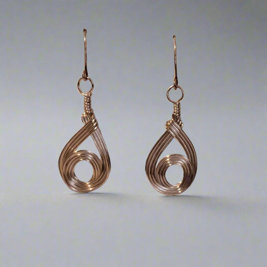 Handmade Wire Wrapped Teardrop Earrings – Artisan Copper Dangle Jewelry
