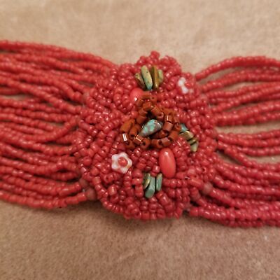 Vintage MaLee Coral Turquoise Beaded Bracelet