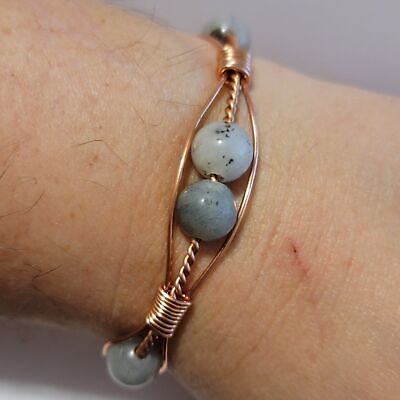 Handmade Wire Wrapped Copper Labradorite Cuff Bracelet