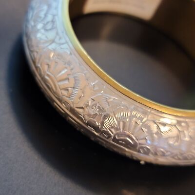 Silver Tone Brass Bangle Bracelet