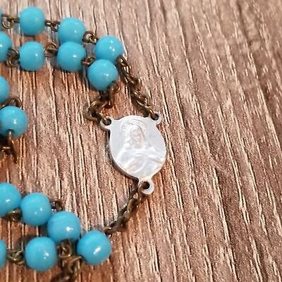Turquoise Colored Glass Bead Rosary