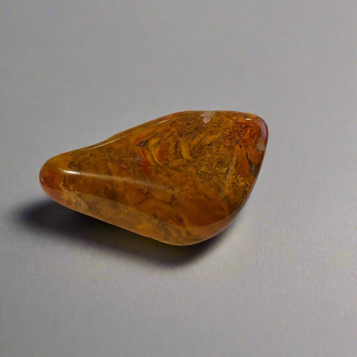 Vintage Polished Brown Stone Brooch – Natural Earth Tone Pin