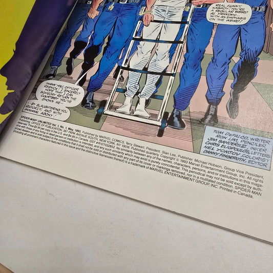 Comic book page with police officers and a person on a stretcher