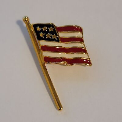 Gold Tone Flag Brooch