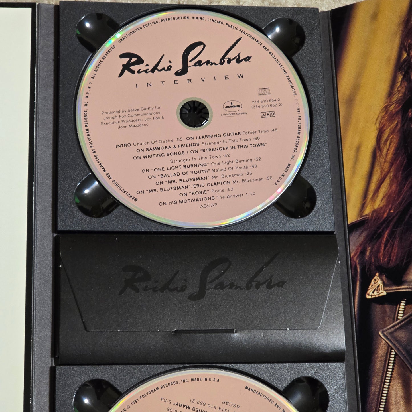 Vintage 1991 Richie Sambora – Stranger In This Town CD Longbox + Promo Pick Necklace