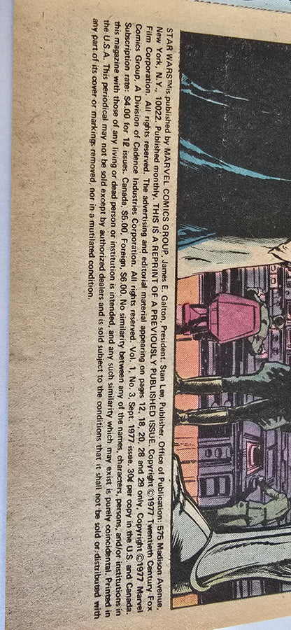 Star Wars #3 (1977) Marvel Comics | REPRINT | Death Star Battle Cover | VG/FN