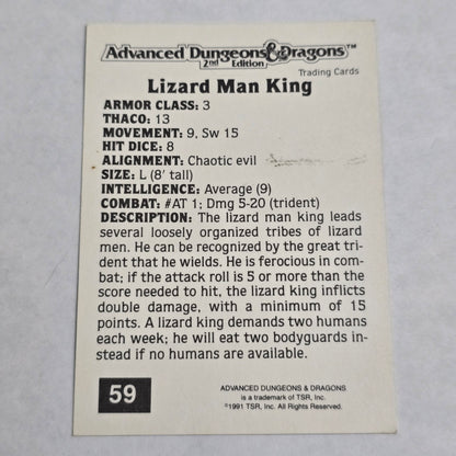 Lizard Man King — 1991 AD&D 2E Card (#59, Series 1, Green Dragon Icon)