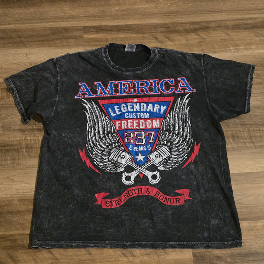 Patriotic Strength & Honor USA Graphic T-Shirt – Double-Sided Print