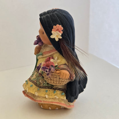 1998 Friends of the Feather – Girl with Flowers Figurine – Enesco – Karen Hahn – 477605