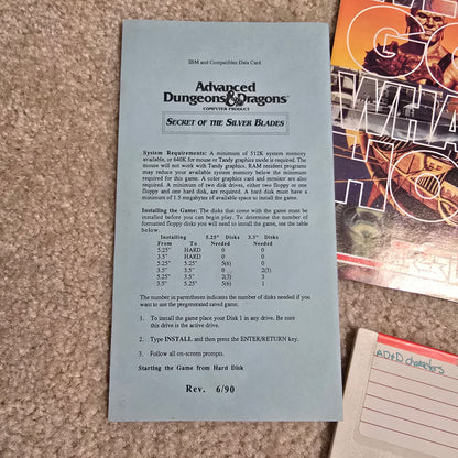 Vintage AD&D Secret of the Silver Blades – IBM PC Big Box SSI Gold Box RPG