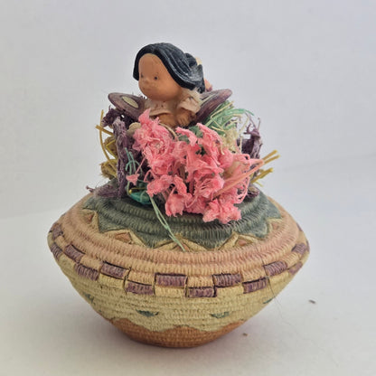 1997 Enesco Friends of the Feather Mini Basket Figurine 303364 Karen Hahn