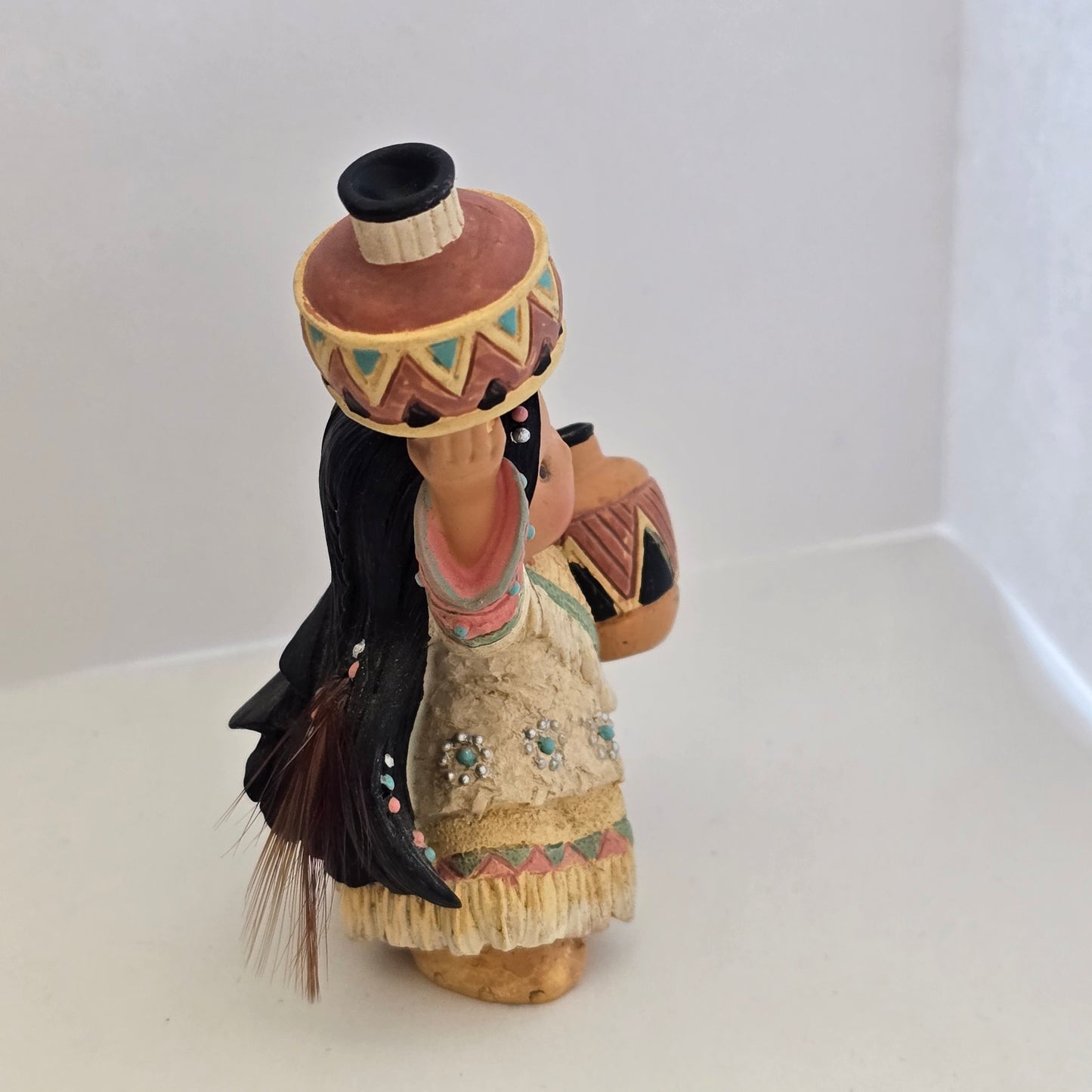 1998 Friends of the Feather Figurine – Girl Carrying Painted Pots – Enesco