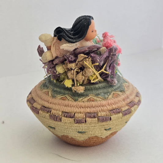 1997 Enesco Friends of the Feather Mini Basket Figurine 303364 Karen Hahn