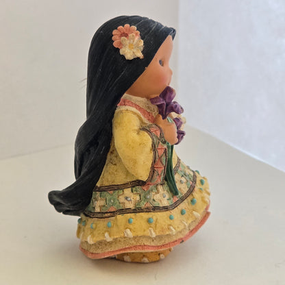 1998 Friends of the Feather – Girl with Flowers Figurine – Enesco – Karen Hahn – 477605