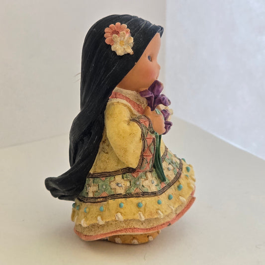 1998 Friends of the Feather – Girl with Flowers Figurine – Enesco – Karen Hahn – 477605